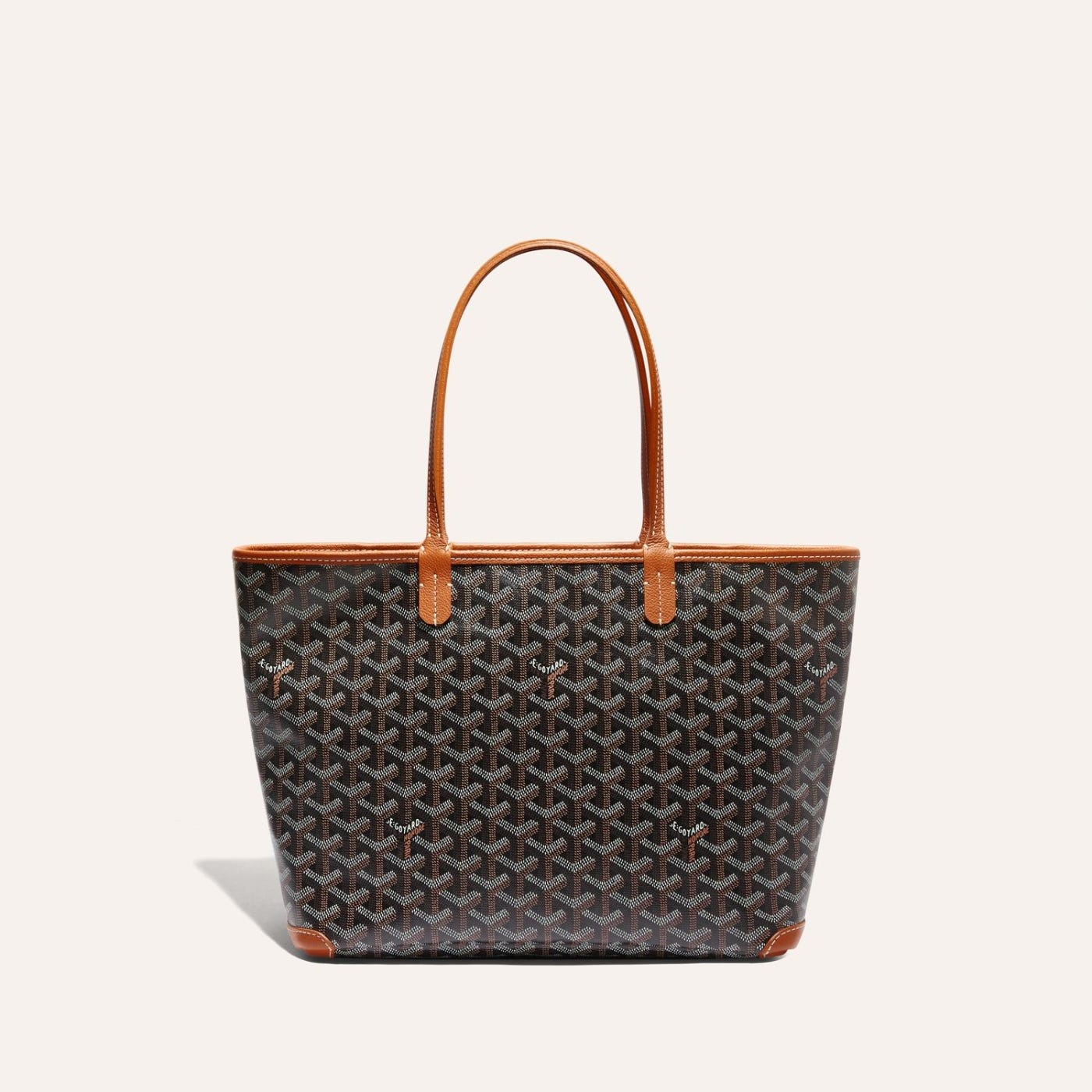 Goyard Goyardine Artois Tote PM Black Canvas & Brown Chevroches Calfskin Palladium Hardware - Image 1